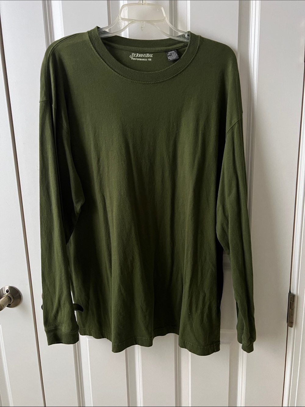 St. John's Bay Olive Green Long Sleeve Crewneck Shirt Large